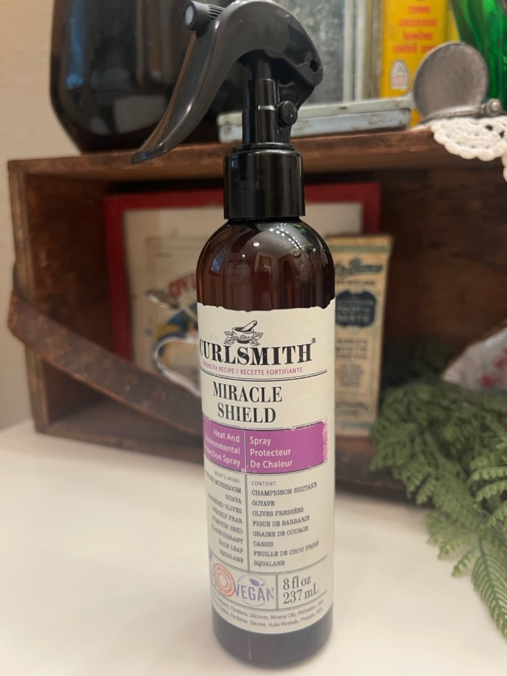 Curlsmith Miracle Shield Heat Protectant Spray - Brown Bottle